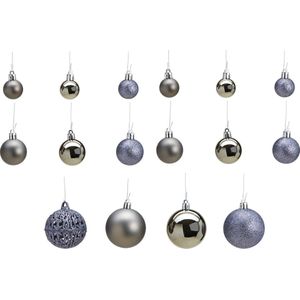 100x stuks kunststof kerstballen grijs 3, 4 en 6 cm - Glans/mat/glitter - Kerstboomversiering/kerstversiering