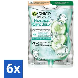 Garnier - SkinActive - Cryo Jelly Gezichtsmasker - Anti-Vermoeidheid - Hyaluronzuur - 1 Gezichtsmasker - Voordeelverpakking - 6 stuks