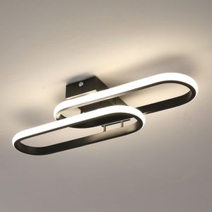 Goeco plafondlamp - 55cm - Groot - LED - 32W - 3600LM - 4500K - natuurlijk licht - acryl - zwart - voor woonkamer slaapkamer keuken badkamer balkon