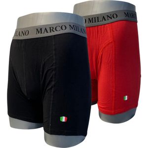 Marco Milano Boxershort Bamboe Medium - 2 Pack - Rood/Zwart - Bamboo Boxershort Ondergoed heren