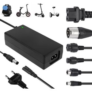 Elektrische Fietsoplader - Oplader Voor Elektrische Steps - 36V/42V 2A Universele Oplader - Met 6 Batterijlader Connectoren - Acculader - Hoverboard Drift Trikes -Elektrische Scooter Hoverboard Loopfiets - Geschikt Voor Xiaomi Mi Mijia M365 - 84W Max