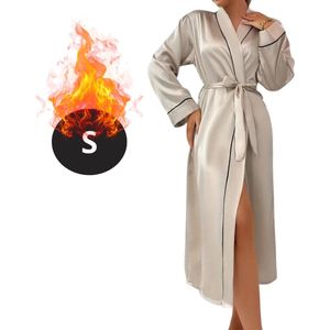 Bovista Satijnen Jurk - Slipdress - Pyama Dames - Badjas - Ochtendjas - Kimono - Erotisch - Kamerjas - Khaki S