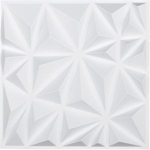 11.81 x 11.81 Inch 3D-wandpanelen, PVC Moderne Diamanttegels, 33 Stuks, Voor Plafond, Slaapkamer, Woonkamer En Speelkamer, Mat Wit