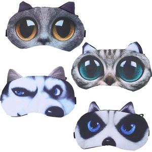 Allecto plus - Set van 2 schattige kat en hond patroon slaapmaskers voor kinderen en volwassenen