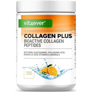 Collageen Plus - 500 g poeder met MSM, glucosamine HCL, hyaluronzuur, wierookextract - 100% bioactieve collageenhydrolysaatpeptiden - collageen type 1, 2 & 3 - Sinaasappelsmaak