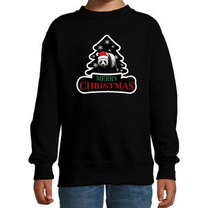 Dieren kersttrui panda zwart kinderen - Foute pandaberen kerstsweater jongen/ meisjes - Kerst outfit dieren liefhebber 122/128