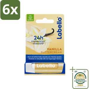 Labello - Vanilla Buttercream - Lippenbalsem - Verzorgend & Verzachtend - 4.8 g - Voordeelverpakking - 6 stuks - Verzorgend - Hydraterend