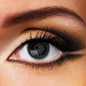 Partylens® kleurlenzen - Black Mesh - jaarlenzen met lenshouder - partylenzen