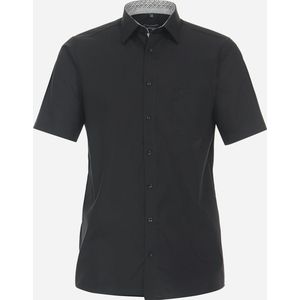 CASA MODA comfort fit overhemd - korte mouw - popeline - zwart - Strijkvrij - Boordmaat: 47