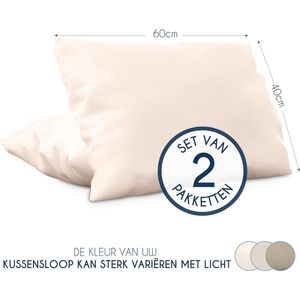 Kussensloop (set van 2) - voor kussens 40 x 60 cm - beige microvezel kussenslopen (100% polyester), zeer zachte hoofdkussenslopen