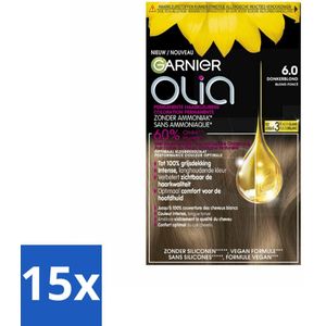 Garnier - Olia 6 - Haarkleuring - Donkerblond - Zonder Ammoniak - Intense Langhoudende Kleur - 100% Grijsdekking - Bulkverpakking - 15 stuks