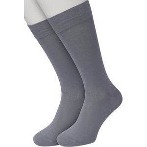 Bonnie Doon Basic Sokken Heren Grijs maat 47/52 - 2 paar - Basis Katoenen Sok - Gladde Naden - Brede Boord - Uitstekend Draagcomfort - Perfecte Pasvorm - 2-pack - Multipack - Effen - Grey - OL6324012.235