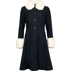 Voodoo Vixen White Fake Fur Trim Coat Dames Lange jassen - zwart/wit - XS