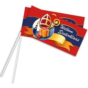 Witbaard Zwaaivlag Sinterklaas 22 X 12 Cm Papier Rood 50 Stuks