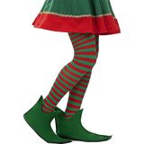 FUNIDELIA Rood en groen gestreepte elf panty's voor vrouwen Kerst