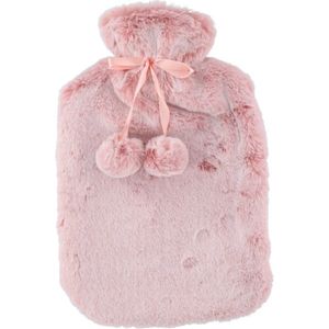 STEGGER - WarmwaterKruik - Kruik - Pluche overtrek - Rubber - bedkruik - 2 liter - Roze