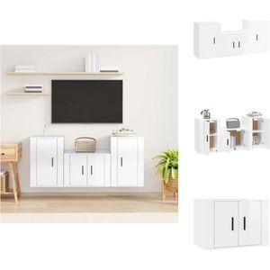 vidaXL TV-meubel Set - Hoogglans Wit - Klassiek Design - 57x34.5x40cm - 2x40x34.5x60cm - Kast