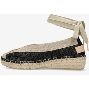 Shabbies Amsterdam Espadrille Palma Kimono Raffia Zwart - Maat 36