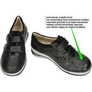 Fidelio - Hallux - Sneakers - Zwart - Dames - Super Brede Comfortschoenen