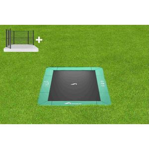 Akrobat Orbit Flat to the ground Trampoline 380x250 Groen, incl. corner veiligheidsnet