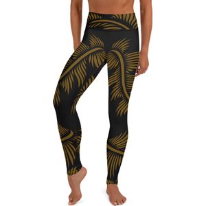 Sportlegging - design Lines 4 Peace - High Waist - Dry Fit - High Performance - 4way stretch- unieke print - UPF 50+ - Hardloop - Yoga - Fitness - Dans  - Pilates - Training - sportbroek - zwart hazelnoot bruin - maat XS