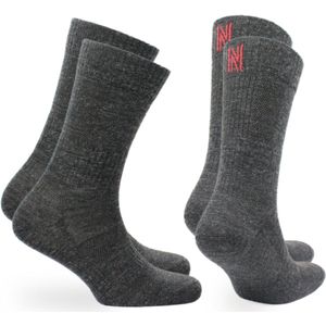 Norfolk Wandelsokken - 2 paar - Anti Blaren - 60% Merino Wol Sokken Met Dubbel Elastisch Ondersteuningssysteem - Hiel v/t Teen Vulling - Wollen Sokken - Grijs - Maat 35-38 - Sheldon