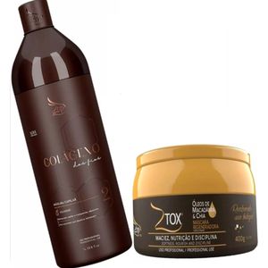 ZAP COLÁGENO DOS FIOS HAIR RECONSTRUCTION MASK 1L/33.8 FL.OZ & Zap Ztox haar mascara Regeneração olie Macadamia & Chia 400g