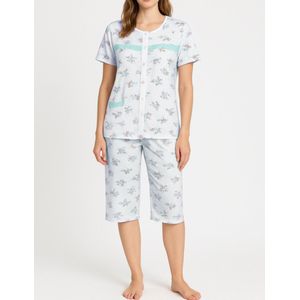 Dames capri pyjamaset doorknoop 2298 met bloemenprint XXXL groen