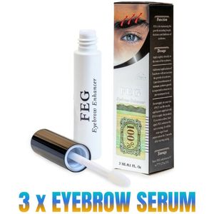 3 X Wenkbrauw Serum - FEG Eyebrow Serum 3 ML - 3 Stuks - Volumekorting - Vollere Wenkbrauwen