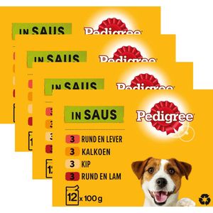 Pedigree Adult Honden Natvoer - Vlees & Gevogelte in Saus - 48 x 100g