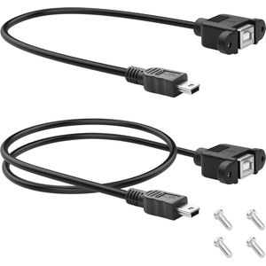 USB 5 Pin naar USB B 2.0 Bus Extension Kabel voor Printer Paneel 2 Pack 30cm + 50cm Mini USB Plug naar USB Type B Bus met Montageschroeven (Rechtdoor)