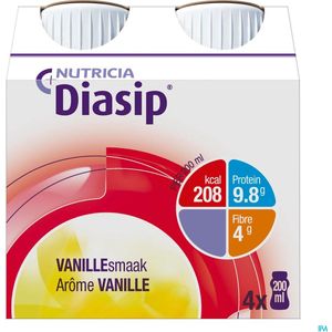 Diasip Vanille Fles 4x200ml