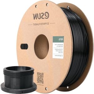 Gloeidraad 1.75mm PETG Dimensionale Nauwkeurigheid +/- 0.05mm - 1KG Spoel - Effen Zwart - 3D Printen