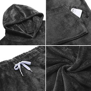 Heren flanellen pyjama met capuchon - lange tweedelige winterpyjamaset