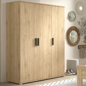 Kledingkast Sammie - 150x59x199cm - 3 deuren - eikdecor