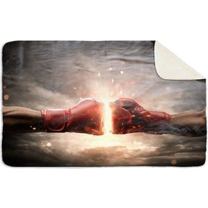 Fleecedeken Boksen , 96x146cm, Polyester Sherpa, deken met print