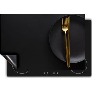 Chefcare Inductie Beschermer Gouden Bestek op een Zwarte Achtergrond - 76x51,5 cm - Afdekplaat Inductie - Kookplaat Beschermer - Inductie Mat