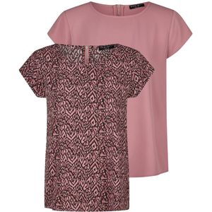 DENIMFY Dames T-Shirt DFAda 2 Pack bequem Roze Ronde Hals Volwassenen