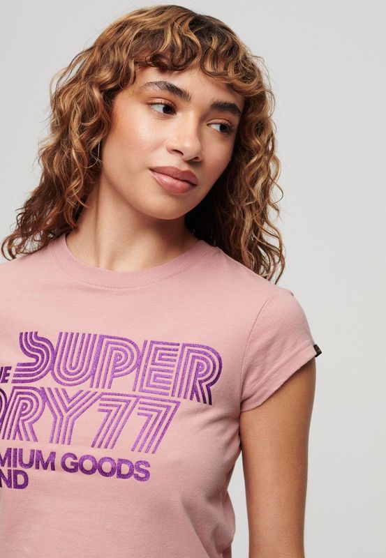 Superdry - T-shirt - Dames - Retro-glitterlogo