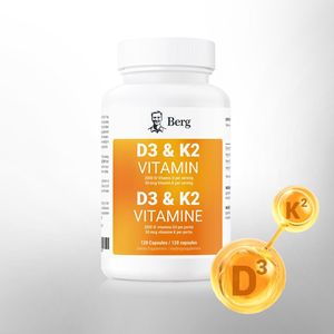 Berg - Vitamine D3 + K2 - Voedingssupplement - 2000 IE D3 / 50 µg MK7 - 120 Capsules