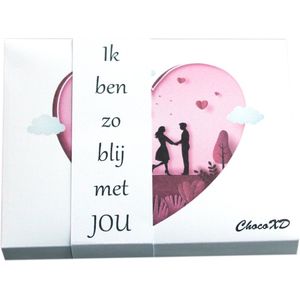 Chocolade gift- Liefde cadeau - Valentijn geschenk - Brievenbus pakket - Chocolade gift - Fairtrade chocolade - Melk en Wit