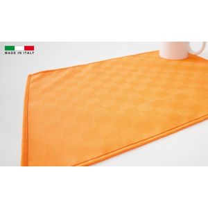 Textiel Placemat DAMINA Italy - Set van 4 Placemats - Oranje - 45cm x 35cm - Waterdicht - Vuilafstotend - Makkelijk schoon