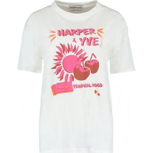 HARPER & YVE T-shirt TROPICAL Cream White - Maat L