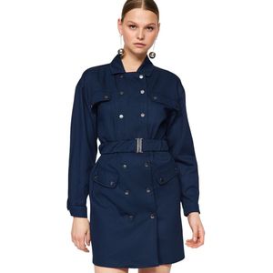 Trendyol Kaki Geweven Jasjurk Met Knoopsluiting En Riem Twoaw22El0446