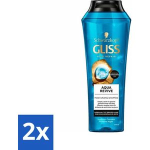 2 x Gliss - Shampoo - Aqua Revive - Voor Hydraterend en Fris Haar - 250 ml - Gliss Aqua Revive - Hydraterende Shampoo - Droog Haar - Beschadigd Haar - Vochtinbrengend