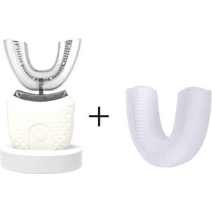 WIT Sonische Elektrische Automatische Tandenborstel U Vorm 360 Graden+1 EXTRA U-Vormige Beet+ Usb-Oplaadbare SPA-model 24000 RPM Massage Tandvlees 3 Modi Tand Whitening-36000 RPM Koud Blauw UV Licht- Intelligente Oplaadbare Tandenborstel 4 Modi Brush