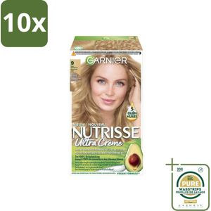 10 x Garnier - Nutrisse Ultra Crème 9 - Haarkleuring - Zeer Lichtblond - Intens Voedend - Permanente Kleur - Grootverpakking - Haarkleuring - Haarverf - Permanente Kleur - Zeer Lichtblond - Grijsdekking