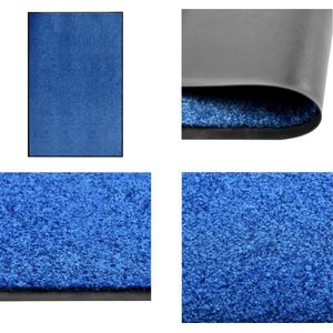 vidaXL Deurmat wasbaar 120x180 cm blauw - Mat - Matten - Deurmat - Deurmatten