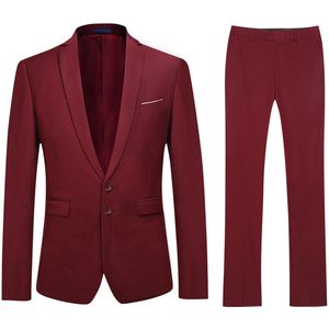 Allthemen Heren 2-Piece Slim Fit Pak - Tweeknoops zakelijk Pak - XS