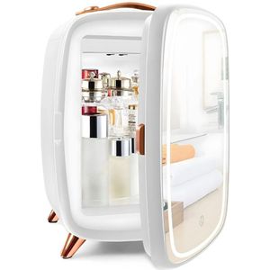 Skincare Fridge 4L - Organizer met Hollywood Spiegel met Verlichting - Make up Koelkast - Beauty Fridge - Wit